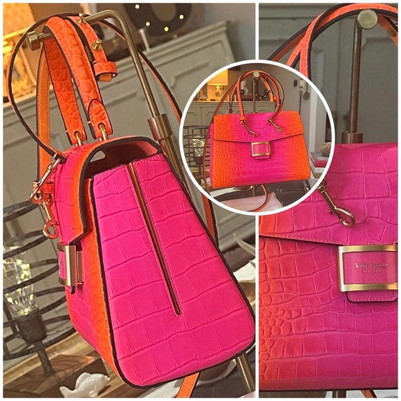 Kate Spade ♠️ New York Katy Ombré Croc Embossed Leather Medium Top Handle - Picture 3 of 16